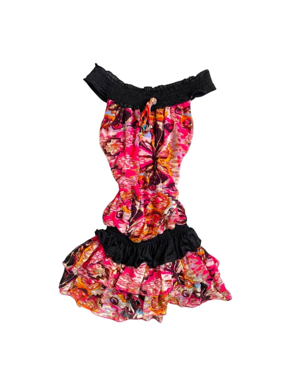 y2k pink multicolored patterned blouse